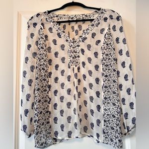 Silk Joie Paisley Sheer Oversized Blouse Long Sleeve
